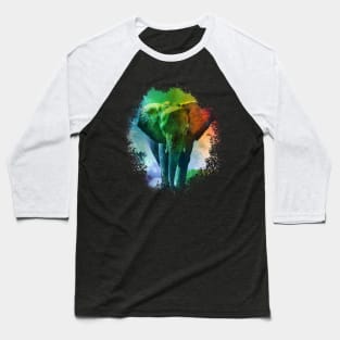 Colorful Elephant Art Baseball T-Shirt